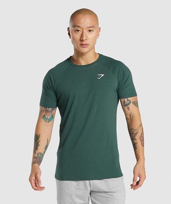 T Shirts Męskie Gymshark Critical 2.0 Ciemny Zielone | PL 3924AHK